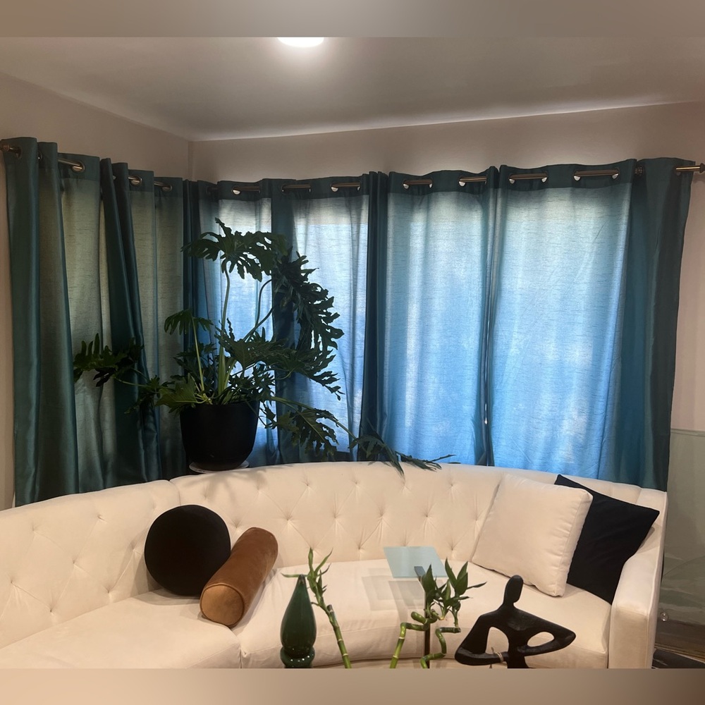 COPY - COPY - COPY - Teal silk look window panels - 54 x 92 inches